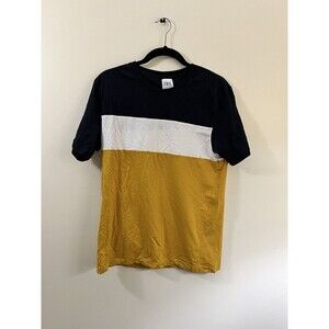 Zara Colorblock Men’s T-Shirt Size Medium Yellow White Navy Blue